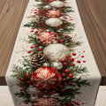 Christmas Decorations - Xmas Balls Snowflake Pine Cone Table Runner