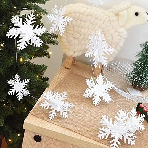 Snowflake Decorations, Paper Christmas Hanging Decor Indoor, Silver, 14-Pc