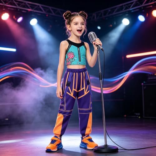 ELIM Kids Pop Star Costume Girls Halloween Costumes Set with Accessories