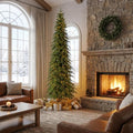 Glitzhome 15ft Prelit Artificial Christmas Tree, Slim Pencil Christmas Tree Chicago Evergreen Spruce with 1,500 Warm White & Multi-Color LED Lights, Hinged Xmas Tree Easy Setup for Holiday Decor