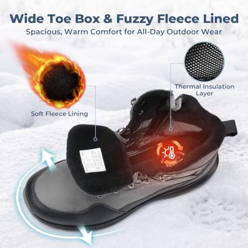 FitVille Winter Boots for Men Snow Boots with Side Zipper & Insulated Layer