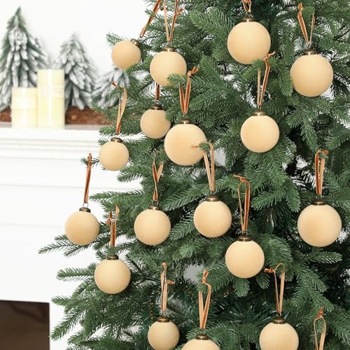Foilswirl 36 Pcs Champagne Velvet Christmas Balls, 2.36", 2.76", 3.15"