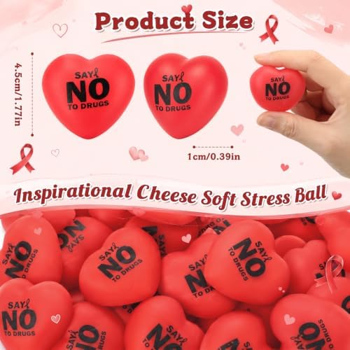 Thenshop 30 Pcs Red Ribbon Week Heart Ball Bulk Community Gifts