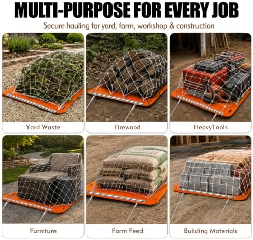 Heavy Duty Yard Drag Sled, 90 x 47 Inch, Cargo Net & Stakes