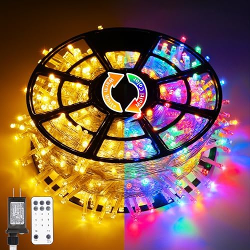 JMEXSUSS 168FT 600 LED Christmas Lights, Warm White Multicolor Xmas Lights