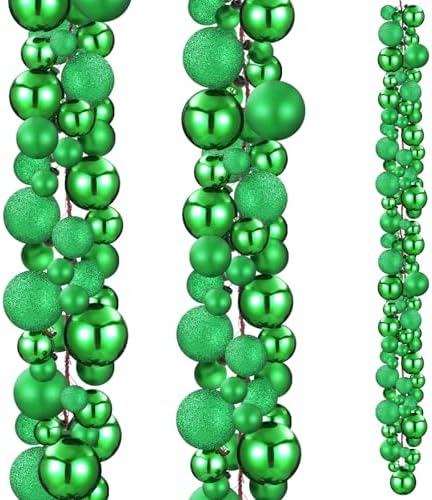2 Pcs 6 ft Christmas Ball Ornament Garland, Grass Green