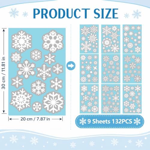 Christmas Decorations - 9 Sheets Christmas Snowflakes Window Clings