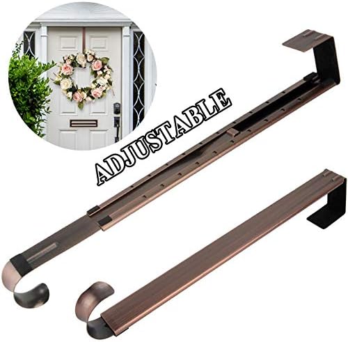HEYHOUSE Wreath Hanger,2 Pack Christmas Halloween Decorations Adjustable Wreath Hanger for Front Door Decor from 14.9-25", Over The Door Hooks Organizer 20 lbs Larger Hooks Outside Decorations
