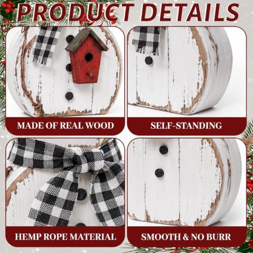 Barydat 3 Pcs Christmas Snowman Table Decoration Rustic Winter Indoor Decor