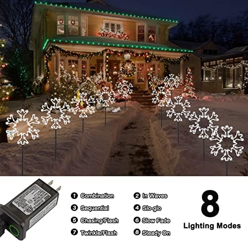 Brightown Snowflakes Christmas Pathway Lights Outdoor, 10 Large Snowflakes Christmas Decorations Outdoor Yard, Pathway Marker Stake Lights for Patio Ground Path Sidewalk Walkway Driveway