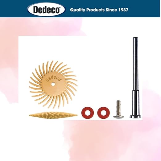 Dedeco Sunburst Radial Bristle Discs - 7/8” (22mm) Dia, TC Knife-Edge Bristle, 1/16” (1.58mm) Arbor, Cleaning and Polishing Rotary Tool Accessories, Aluminum Oxide