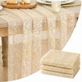 Artoid Mode 3-Pack Gold Gauze Champagne Table Runner 10FT, Glitter Metallic Foil Sheer Dining Wedding Anniversary Holiday Birthday Table Decor for Home Party