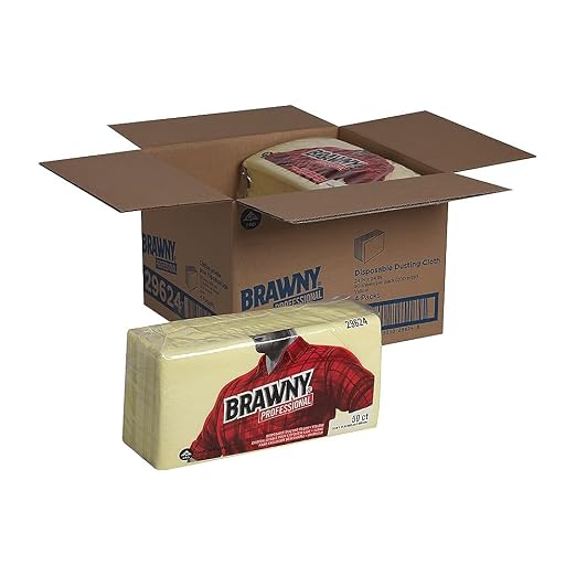Georgia-Pacific Brawny Yellow Quarter-Fold Disposable Dusting Cloth by GP PRO, 24" Length x 24" Width, 29624 (Case of 4 Packs, 50 Cloths per Pack)