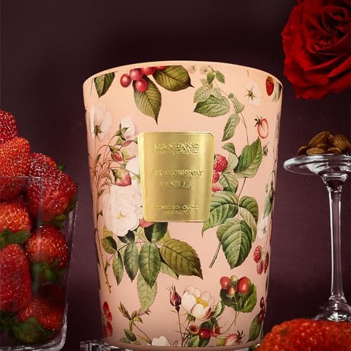 M&SENSE Strawberry Vanilla Soy Candle, 35oz 3-Wick, Sweet Love for Her