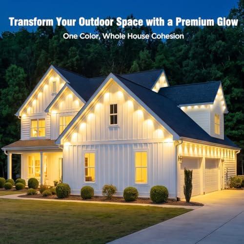 MUCCCUTE Permanent Outdoor Lights for Holidays Easter 300ft RGB House Light w/App & Remote Control Smart Rainbow LED IP67 Waterproof for New Year Christmas Roof Eaves Garden Décor All Year Around