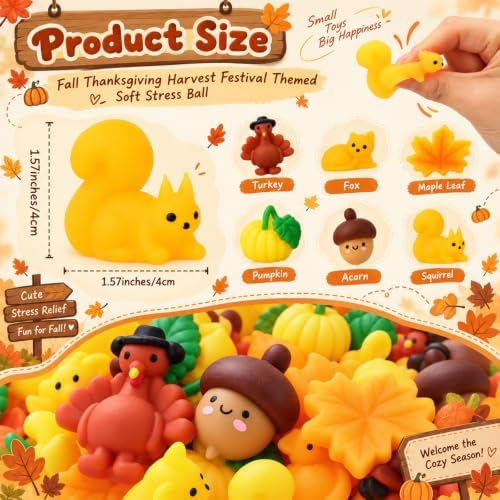 Thenshop 30 Pcs Thanksgiving Fall Soft Balls Bulk 6 Style Party Favors