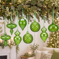 Hungdao 14pcs Vintage Christmas Ornaments Retro Glass Balls, Green