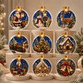 9 Pack Lighted Christmas Ball Ornaments with Flat Acrylic Inserts