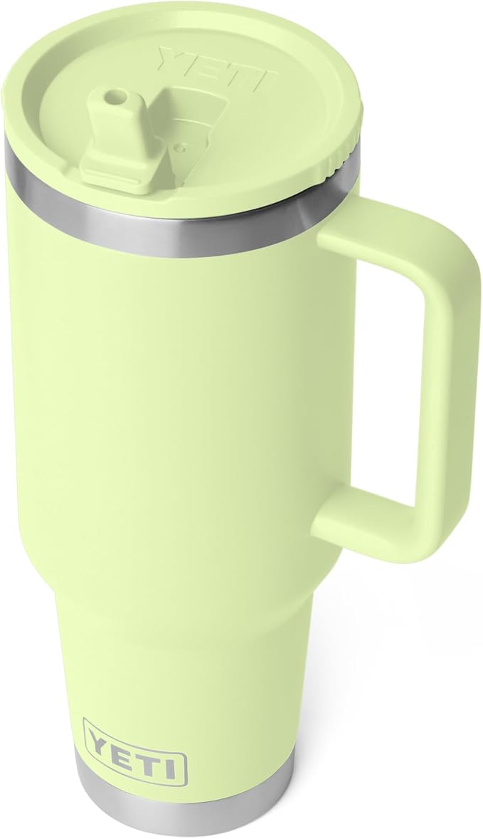 YETI Rambler 40 oz Travel Mug with Flip Straw Lid – Stainless Steel, Vacuum Insulated, Leakproof, Cup Holder Friendly, Grasshopper