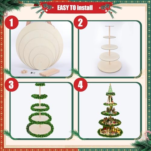 Barydat 5 Tier 59 Inches Christmas Tree Bookshelf, Village Display Stand