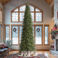 Glitzhome 15ft Prelit Artificial Christmas Tree,Radiant Evergreen Fir with 1500 Warm White/Multi-color LED Lights,9 Function,w/Remote Control,Slim Xmas Tree w/Metal Hinges & Foldable Base,Simple Setup