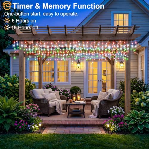 33FT Icicle Lights for Outside 400 LED Red White and Green Christmas Lights