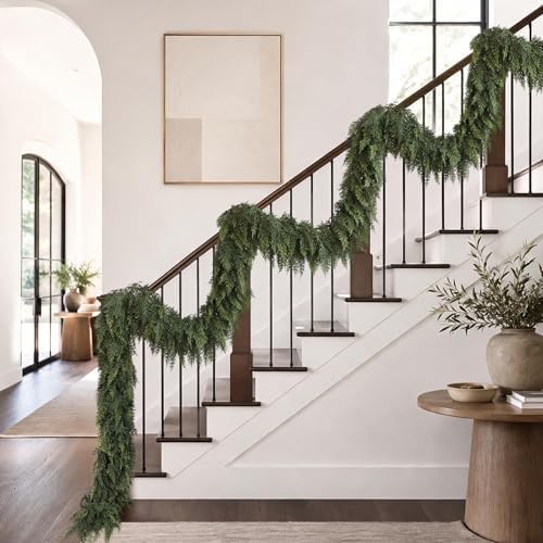 4PCS 6FT Christmas Cedar Garlands Real Touch Soft Greenery Pine Decorations