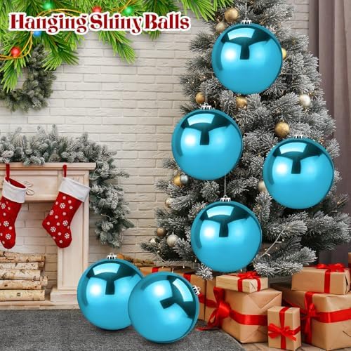 Zubebe 6 Pcs 8 Inch Large Outdoor Christmas Ball Ornaments,Ice Blue