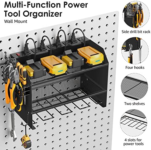 CCCEI Wall Mount Modular Tool Charging Organizer, Black, 2 Pack, 3 Tier.