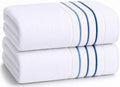 Bath Towels Set for Bathroom – Luxury 6-Piece Cotton Towels, Soft Absorbent & Quick Dry, 600 GSM Bath Towels for Bathroom, Hotel Spa Quality (White/Blue Azure, 2-Bath Towel Set)
