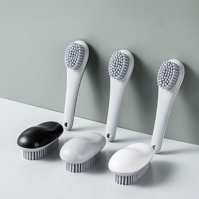 Laundry Brush Household Non-Shedding Stiff Brush Function Bathroom Floor Brush Long Handle Shoe Board Brush(Gray)