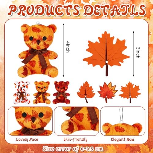 27 Pack Fall Thanksgiving Party Favors for Kids Mini Plush Bears Classroom