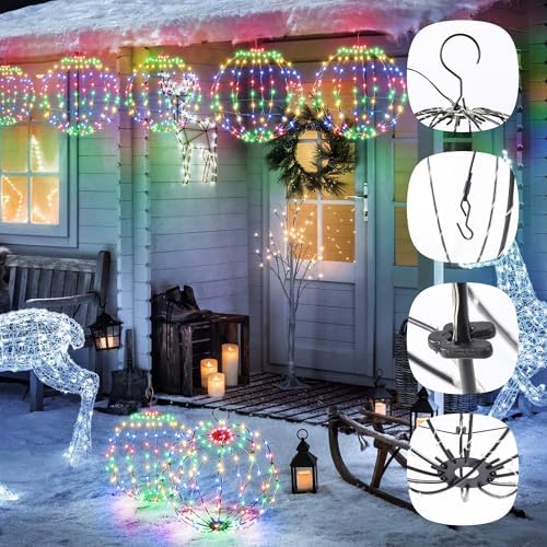 Flacchi Set of 2 Sizes Battery Operated Christmas Ball Lights Multicolor