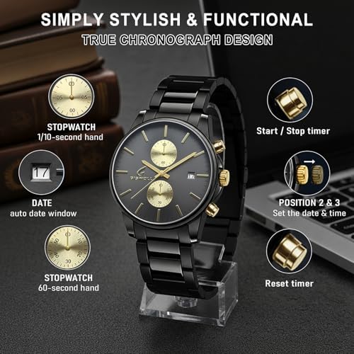 Stylish Stainless Steel Men's Watches with Functional Chronograph Subdials