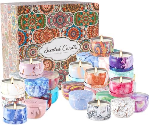 36 Packs Scented Candles Gift Set, Fragrances Candle for Women, 2.5 OZ Portable Jar Candle for for Spa, Yoga, Bath, Aromatherapy, Stress Relief