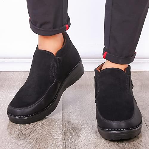 COSIDRAM Mens Shoes Winter Snow Boots Slip On Warm Cotton Padded Loafers