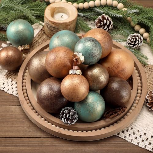 Yunlly 18 Pcs Neutral Christmas Ornaments Rustic Vintage Xmas Tree Decor