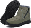 Men's Mid-Calf Winter Boots Zipper Snow Boots Mens Fur Lined Warm Boots