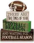 Lineshading 4 Pcs Football Tiered Tray Decor Wood Blocks Stackable Table