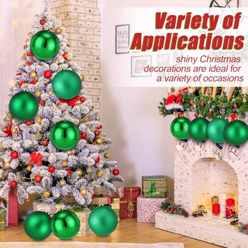 Wettarn 6 Pcs Extra Large Christmas Ball Ornaments 8'' Shatterproof, Green