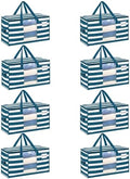 VENO Moving Bags, Wide Open Top, Clear Window, Classic Navy Stripe, 8 Pack