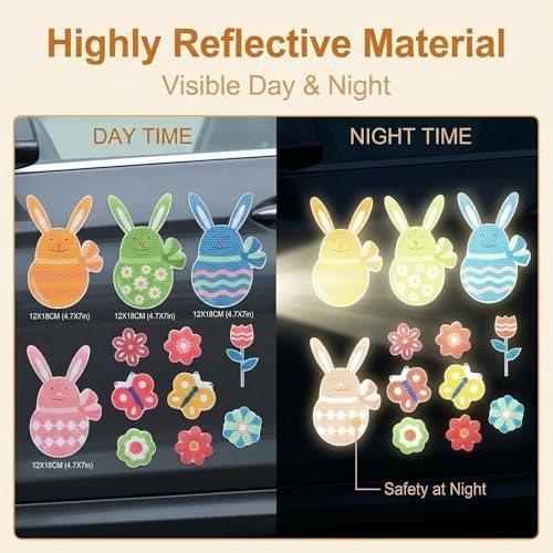 Easter Magnets for Fridge & Car - 12Pcs Glow in The Dark Bunny & Egg Decor Set, Spring & Easter Party Favors, Refrigerator Magnets, Car Decals for Kids & Adults (A)