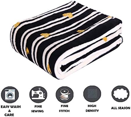 Elegant Comfort Luxury Velvet Super Soft Christmas Prints Fleece Blanket-Holiday Theme Home Décor Fuzzy Warm and Cozy Throws for Winter Bedding, Couch and Gift, 50 x 60 inch, Golden Hearts