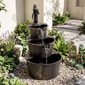 Giantex 3-Tier Barrel Waterfall Fountain with Electric Pump, 37''