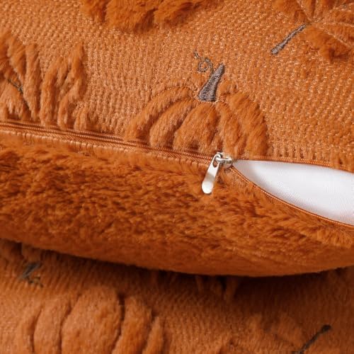 Fall Pillow Covers 20x20 Set of 2 Double-Sided Plush Maple & Pumpkin