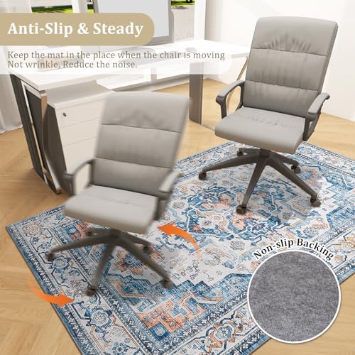 chakme Office Chair Mat for Hardwood Floor, 60"x45" Easy Glide Computer Desk Mat Protector for Rolling Chair Under Desk Rug Nonslip Backing, Machine Wash, (Boho)