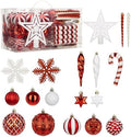 Briful 80ct Red & White Christmas Balls Ornament Set, Plastic Shatterproof Christmas Ornament Balls with Tree Topper Candy Canes Snowflakes for Xmas Tree Wreath Garland Decor