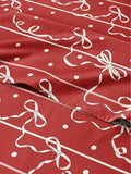 Christmas Sheet Set, Christmas Ribbon, Holiday Xmas Bedding Set - King Size