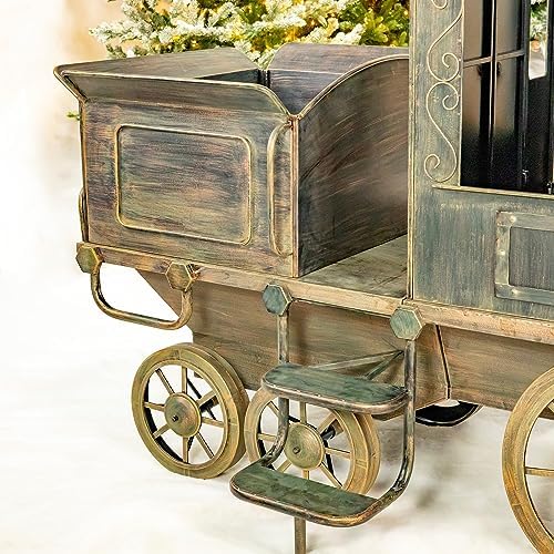 Zaer Ltd. Large Metal Christmas Train Commercial Decoration (12.5 Feet Long - Medium, Copper-Bronze Color)