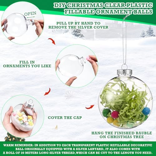 Wettarn 50 Pcs 4" 3.15" 2.36" Clear Plastic Disc Ornaments